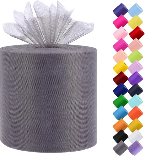 Vista 12 de Rollo de tela de tul, 6 pulgadas por 200 yardas (600 pies), carrete de tela de organza de tul para bricolaje, falda tutú, decoración de baby shower
