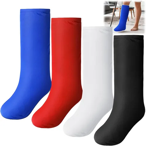 Vista 9 de Shyyween 4 Piezas Fundas para Yeso de Pierna Medianas Cortas Fundas de Calcetín para Yeso Debajo de la Rodilla Manga de Pierna para Pie Hombres Negro