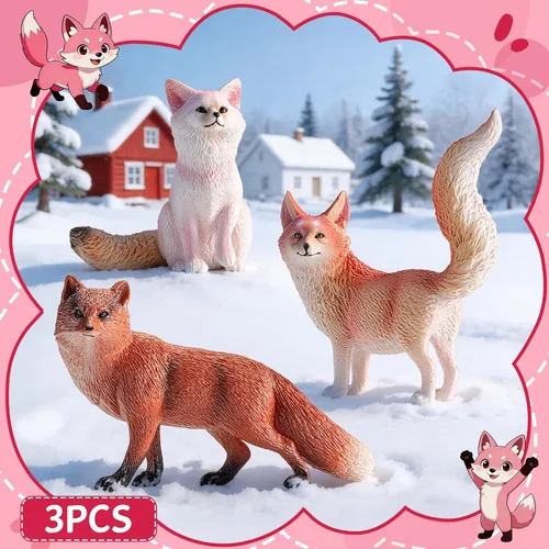 Vista 3 de Figura de zorro rojo, juguetes de animales, accesorios de jardín de hadas