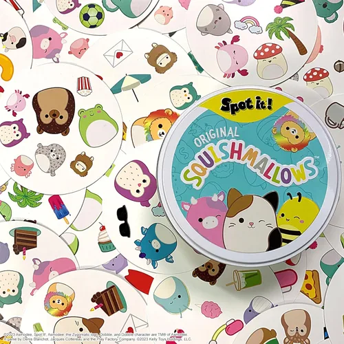 Vista 6 de Spot It! Squishmallows - Divertido juego de cartas para niños y adultos Con Mila, el elefante o Cailey, el cangrejo rosa y más Juego