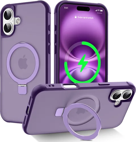 Vista 72 de CHAOFEnG Funda magnética compatible con iPhone 11 con soporte, prueba de caídas de grado militar, compatible con imán, anillo translúcido, parte