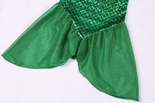 Vista 5 de IBQ Disfraz de sirena Ariel para niñas pequeñas, disfraz de princesa con accesorios