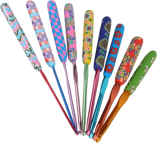 Vista 10 de Coopay - Juego de ganchos de ganchillo cálidos y cómodos de aluminio 9pcs 2.0mm-6.0mm(B-J) Smooth Crochets Needles Set for Crocheting, Blue Flower