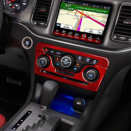 Vista 6 de Para 2011 2012 2013 2014 Dodge Charger Accesorios Consola central Aire Acondicionado Interruptor de Volumen Panel de Fibra de Carbono Pegatina