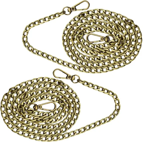 Vista 3 de 2 correas de cadena plana de metal de 47 pulgadas, correa de cadena extraíble para bolso de mano, accesorios con hebillas