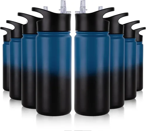 Vista 73 de Botella de agua aislada de 64 onzas con tapas de pajita y boquilla, jarra de agua de acero inoxidable de medio galón con mango de paracord, vacío
