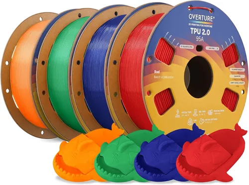 Vista 51 de OVERTURE - Filamento de TPU de 1/16 pulgadas, rollo flexible de poliuretano termoplástico, impresora 3D suave, 95A, carrete de 2.2 libras, precisión
