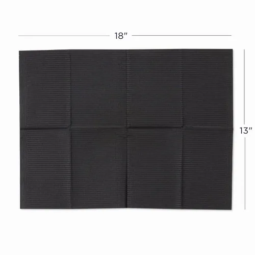 Vista 3 de Practicon Paquete de 125 Baberos Desechables Negros para Pacientes, 18" x 13", Hoja de Babero de Papel Impermeable de 3 Capas con Respaldo