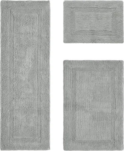 Vista 329 de Better Trends - Juego de 2 alfombras de baño 100% algodón, extra suaves, con borlas, de 17" x 24", alfombra de baño superabsorbente y reversible