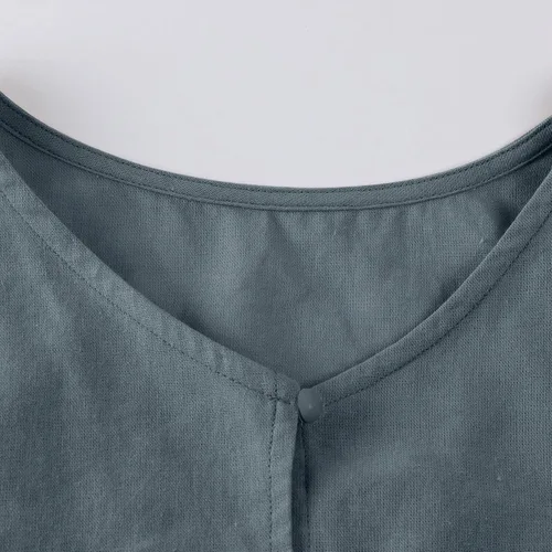 Vista 5 de Conjunto de 2 piezas para mujer, de verano, corto, sin mangas, con botones y pantalones cortos de cintura alta con bolsillos