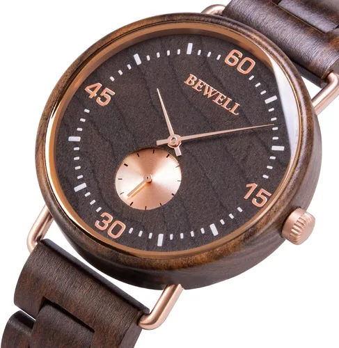 Vista 2 de BEWELL Wood Watches for Men Minimalist Style Quartz Stainless Steel Combined Wooden Watches Mens