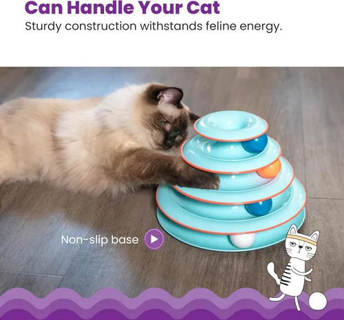 Vista 4 de Petstages - Juguete interactivo para gatos Chase Meowtain de 4 niveles