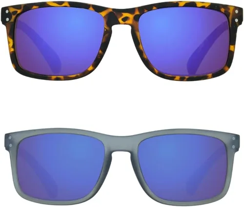 Vista 14 de proSPORT Lentes de sol de lectura para lectores con montura de cuerno con lentes de espejo azul para hombres y mujeres, no bifocales