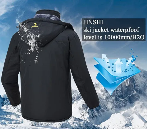 Vista 6 de JINSHI - Chaqueta de esquí para hombre, tejido polar, impermeable, rompevientos, M