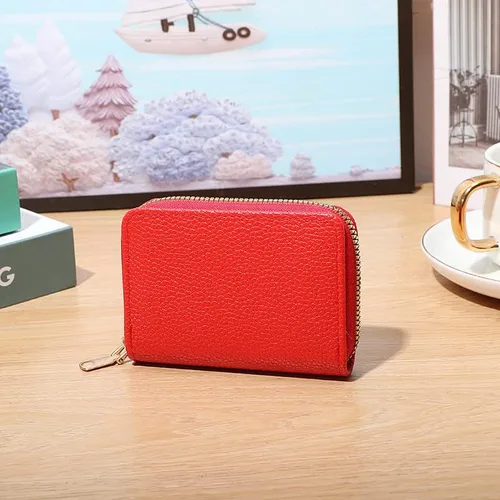 Vista 8 de PEIQICHU Estuches de tarjetas para mujer, Rojo -, Moda