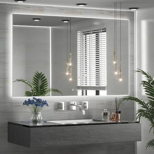 Vista 40 de TETOTE - Espejo retroiluminado para baño con luz, botón táctil regulable y función antivaho (horizontal o vertical)