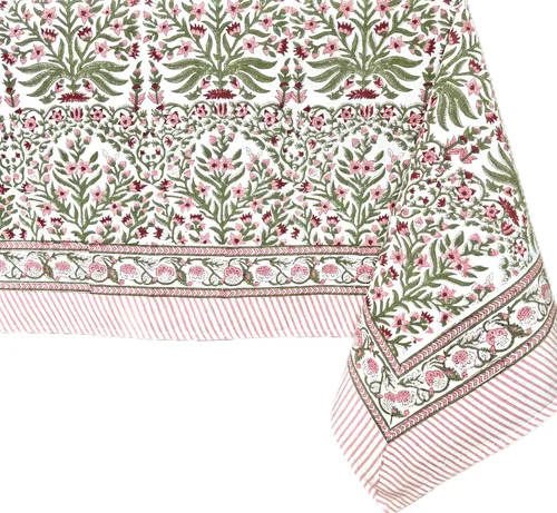 Vista 80 de ATOSII Mantel 100% algodón, Amara, floral, hecho a mano, rectangular, de lino, para cocina, comedor, fiestas, bodas, exteriores, picnics, Pascua