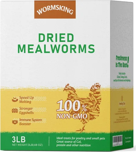 Vista 10 de WORMSKING Gusanos secos de harina de 2 libras para aves de corral, aves silvestres, sabrosa comida para pájaros Para aves de corral, sabrosa