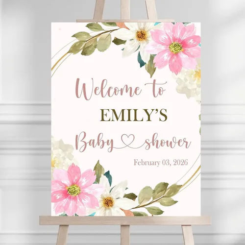 Vista 6 de Baby in Bloom Baby Shower Welcome Sign, Personalized Floral Baby Shower Sign, Custom Girl Babies Shower Entrance Sign Board, Baby Shower Party