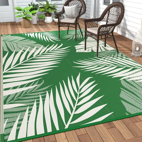 Vista 30 de GENIMO - Alfombra para exteriores de 6 x 9 pies, para patio, espacios amplios, reversible, de pajillas de plástico, alfombra impermeable para Azul