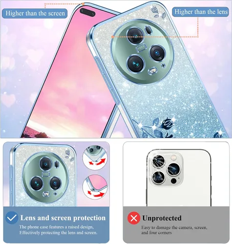 Vista 3 de For Honor Magic 5 Pro - Funda transparente con purpurina brillante, lujo brillante Honor Magic 5 Pro, funda protectora de silicona de poliuretano