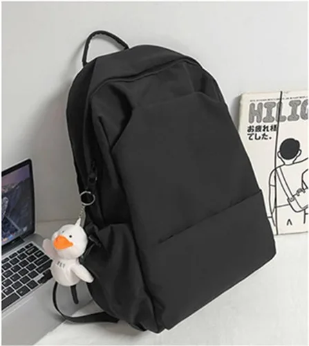 Vista 7 de Mochila para portátil de 15.6" con lindo accesorio Kawaii espaciosos múltiples compartimentos, Negro -, Moderno