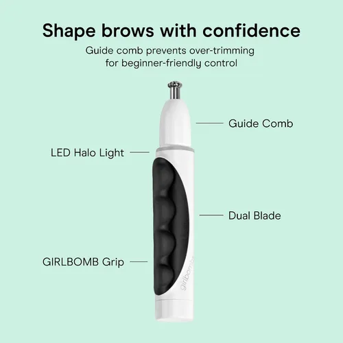 Vista 4 de Conair GIRLBOMB Recortador de Pelo de Nariz para Mujeres, Eliminación de Vello Facial para Mujeres Funciona con Pilas, Hoja Biselada 360°