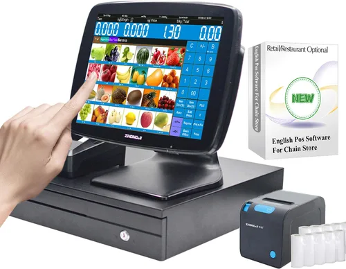 Vista 10 de Caja registradora táctil A3 para pequeñas empresas con MSJ POS-Software+Impresora térmica de recibos+Cajón de efectivo SET03