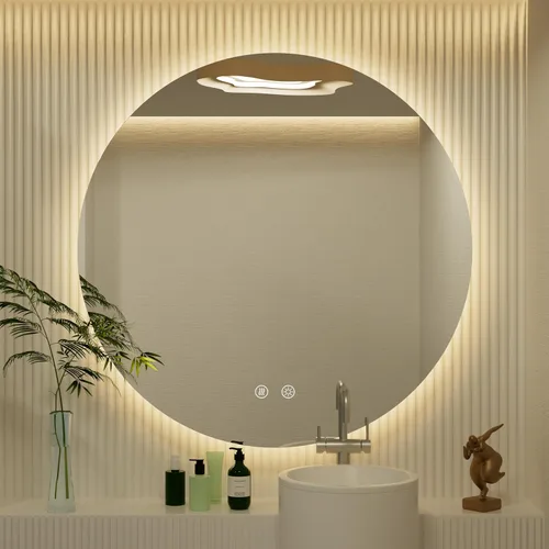 Vista 19 de Espejo LED para baño de 24 pulgadas, 3 temperaturas de color (3000K/4500K/6000K), retroiluminación regulable, antivaho, vidrio HD de 5MM, CRI 90+