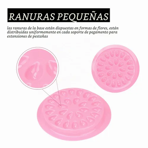 Vista 3 de G2PLUS Soportes de pegamento para pestañas postizas, 100 PCS bandejas desechables para pestañas, paleta de pegamento de plástico rosa