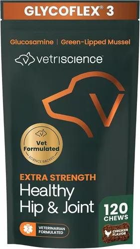 Vista 17 de VetriScience Masticables saludables para cadera y articulaciones extra fuertes, glucosamina GlycoFlex y mejillón de labios verdes, suplemento