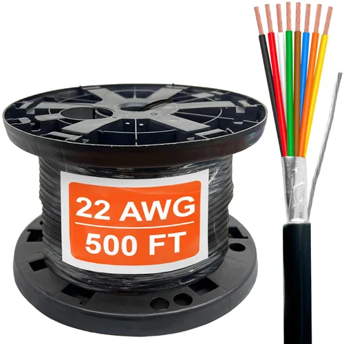 Vista 47 de Cable CMP Plenum blindado trenzado de conexión de cable, cable de bajo voltaje CL3P listado por UL, 22 AWG 2 conductores, carrete de 500 pies, blanco