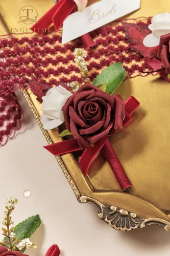 Vista 6 de TINGE TIME Boutonniere para hombres, boda, novio y padrino Boutonniere para ceremonia de boda, aniversario, cena formal y boda rústica de primavera