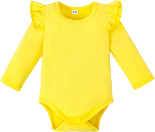 Vista 9 de Magic Park 0-24M Mameluco para bebé niña, traje de una pieza para bebé niña de color sólido, camiseta con volantes para niña, camiseta para bautizo