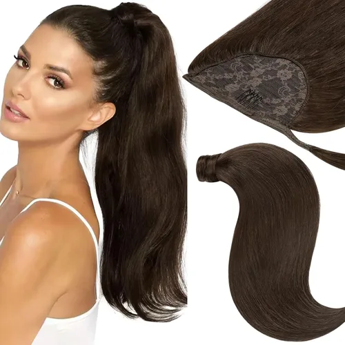 Vista 14 de Extensiones de cabello con alambre, color negro natural, 14 pulgadas, 2.65 oz, 100% cabello humano real, extensión de cabello invisible