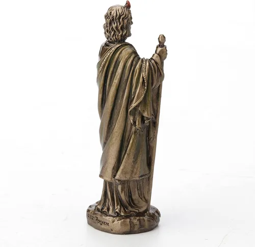 Vista 4 de Veronese Design Estatua miniatura de resina de San Judas el Apóstol de 3 3/8" pintada a mano con acabado de bronce