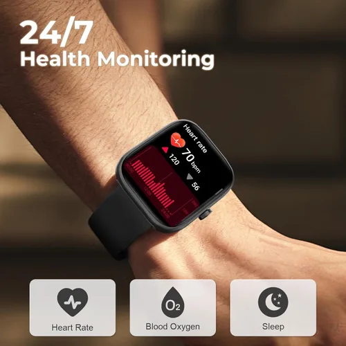 Vista 4 de Reloj inteligente para hombres y mujeres, reloj de fitness con pantalla táctil HD de 1.83 pulgadas con notificaciones Bluetooth de llamadas