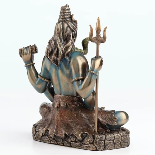 Vista 6 de Veronese Design Lord Shiva in Lotus Pose Hindu God Destroyer of Evil - Estatua de resina de 6.2 pulgadas de alto, acabado en bronce