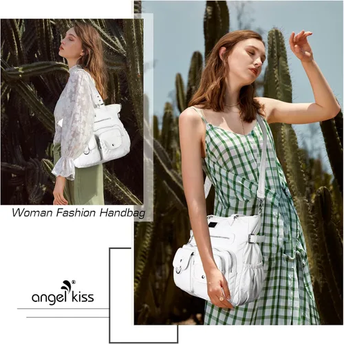 Vista 7 de Angel Kiss Monederos y bolso de mano para mujer, bolso de hombro de piel sintética suave para mujer, bolso de mano con asa superior