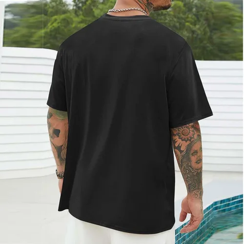 Vista 3 de Camiseta deportiva para hombre, casual, de manga corta, cuello redondo, ajuste holgado, atlética, correr, gimnasio, entrenamiento, camisetas