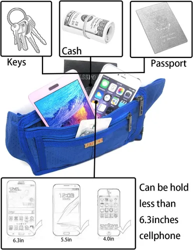 Vista 27 de Bolsa de cintura ultrafino con ranuras c/visualización para tarjeta de crédito, para deportes, aire libre, correr, caminar, viajes.
