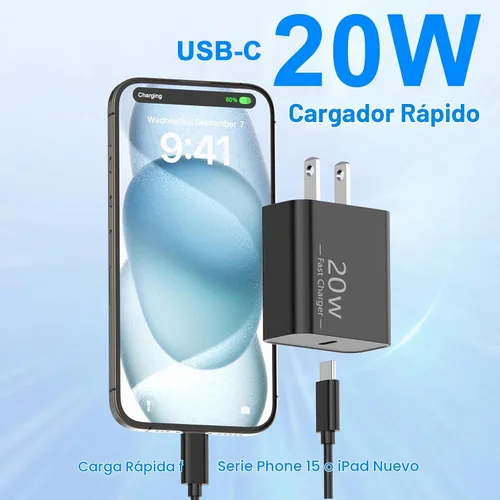 Vista 2 de Matsusho Cargador para iPhone 17, 16, 15, carga rápida, 10 pies, paquete de 2 cargadores de pared USB C de 20 W con cable de carga tipo C de 10 pies