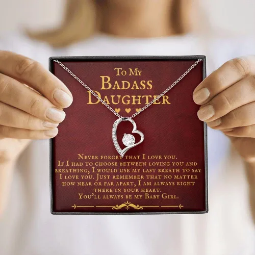 Vista 5 de ZILORRA Collar para hija con texto en inglés "To My Badass", regalos para padre e hija, regalo de cumpleaños para hija, graduación, Navidad, San