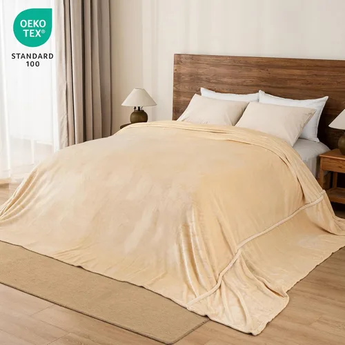 Vista 5 de PHF - Cobija de vellón extragrande King de 120 x 120 pulgadas, sin desprendimiento, sin bolitas, grande y suave, 10 x 10 pies, para cama, sofá, Beige
