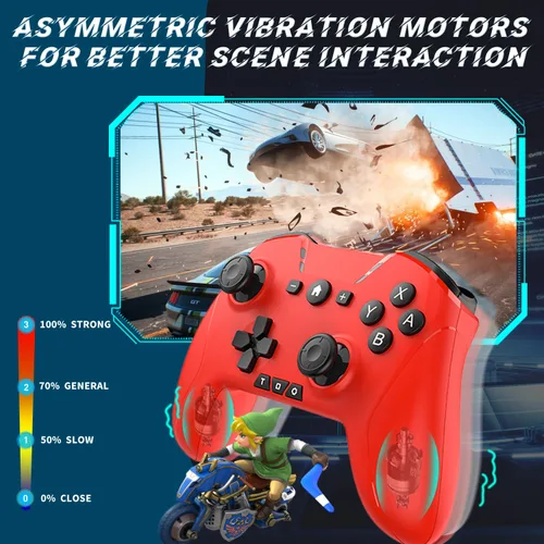Vista 6 de Bluetooth Controller for SwitchMacPCSteamMobile PhoneiOSAndroidTViPadTableApple Arcade MFi Games, switch pro controller wireless with Adjustable