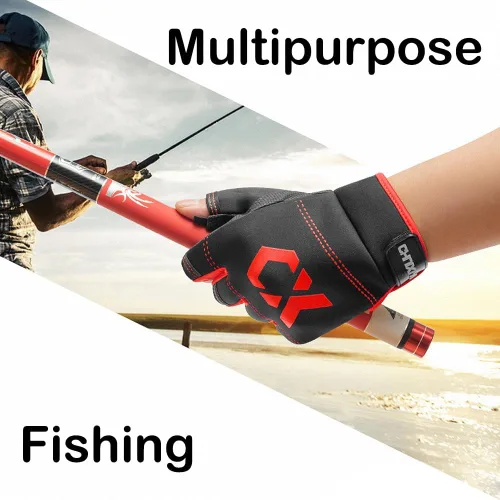 Vista 5 de SEIWEI Fishing Gloves 3 Fingers Cut Waterproof Sports Gloves Anti-Slip Windproof Gloves for Fishing Hunting Riding Cycling Hand Protectiion