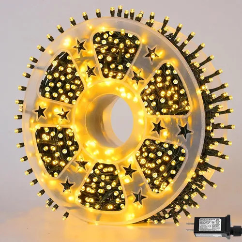 Vista 12 de QITONG Guirnalda de 500 luces LED de Navidad de 165 pies para exteriores, impermeable, luces multicolor con 8 modos, cable verde, luces parpadeantes