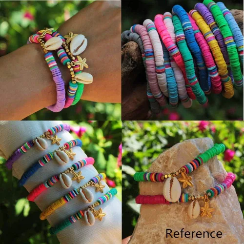 Vista 3 de 3000 cuentas redondas planas de polímero de vinilo Heishi cuentas de arcilla polimérica para hacer joyas, collares, pulseras y aretes (01-blanco)