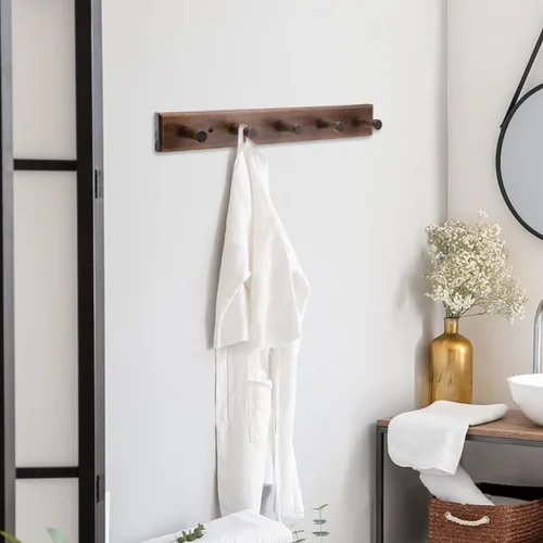 Vista 5 de Percha de madera para sombreros, perchero de baño, ganchos de madera para colgar abrigos, toallas, bolsos, batas