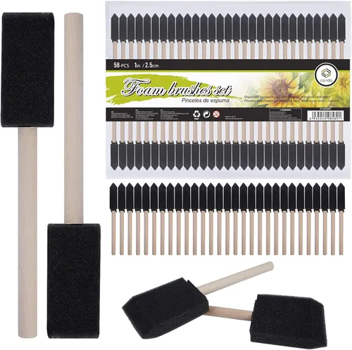 Vista 9 de conda Juego de 25 pinceles de espuma surtidos de diferentes tamaños, juego de pinceles de pintura con mango de madera